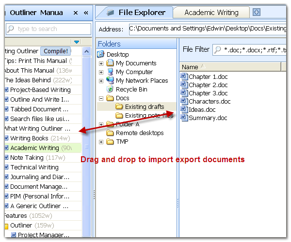 integrated file explorer for Microsoft Word