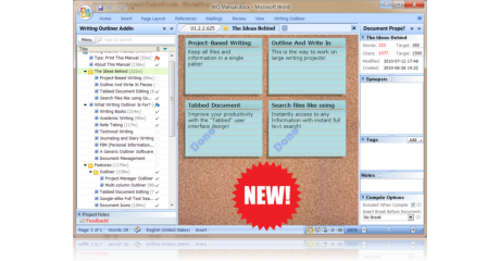 Writing Outliner main screenshot - corkboard view